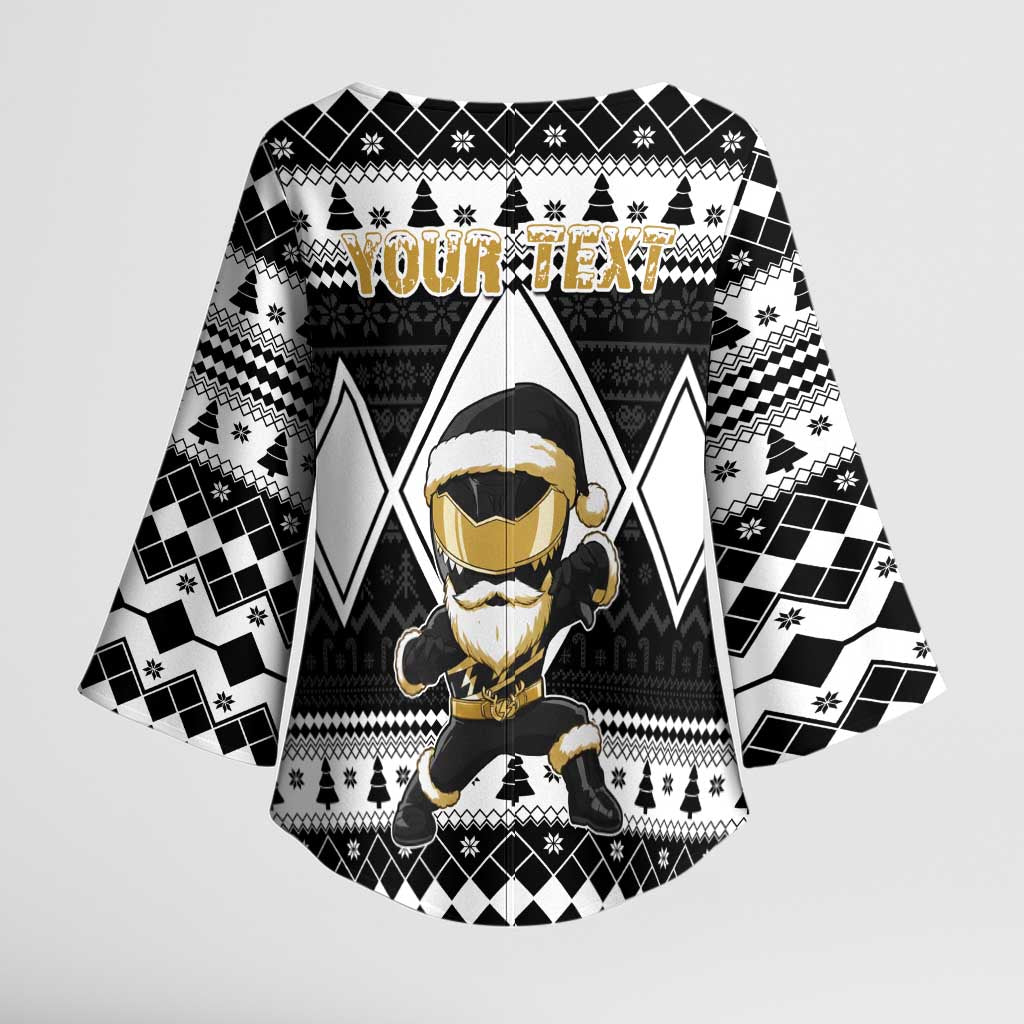 Personalized Power Black Ranger Santa Claus Kimono Sleeve Blouse Funny Christmas - Wonder Print Shop