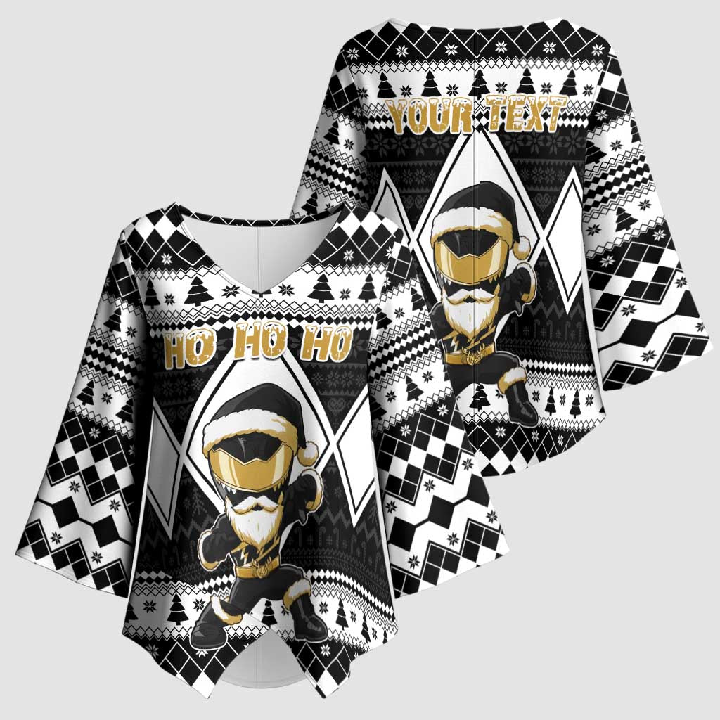 Personalized Power Black Ranger Santa Claus Kimono Sleeve Blouse Funny Christmas - Wonder Print Shop