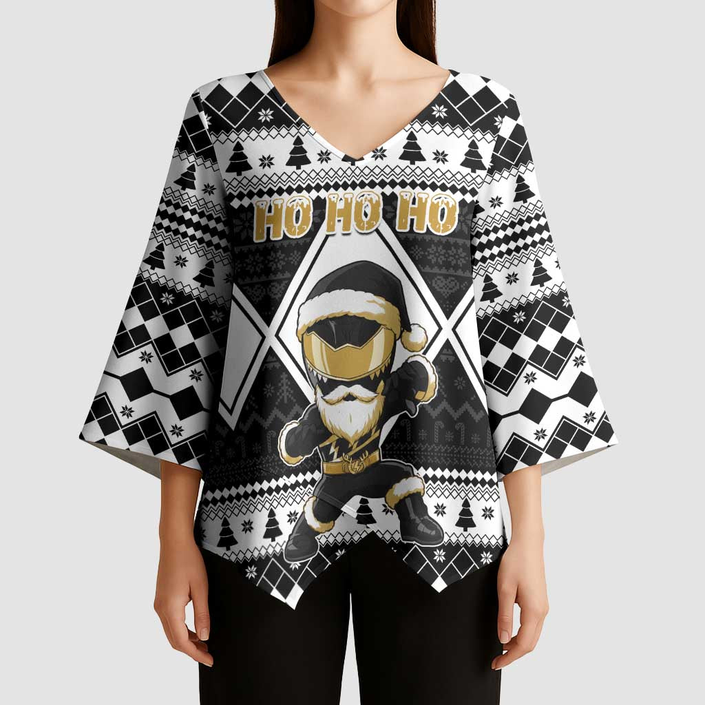 Personalized Power Black Ranger Santa Claus Kimono Sleeve Blouse Funny Christmas - Wonder Print Shop