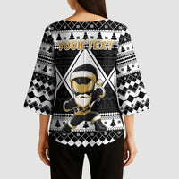 Personalized Power Black Ranger Santa Claus Kimono Sleeve Blouse Funny Christmas - Wonder Print Shop