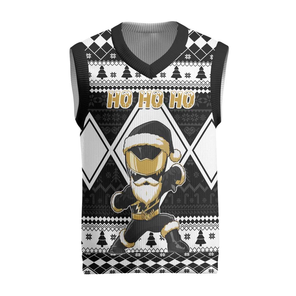 Power Black Ranger Santa Claus Christmas Knitted V-Neck Vest Funny Christmas - Wonder Print Shop