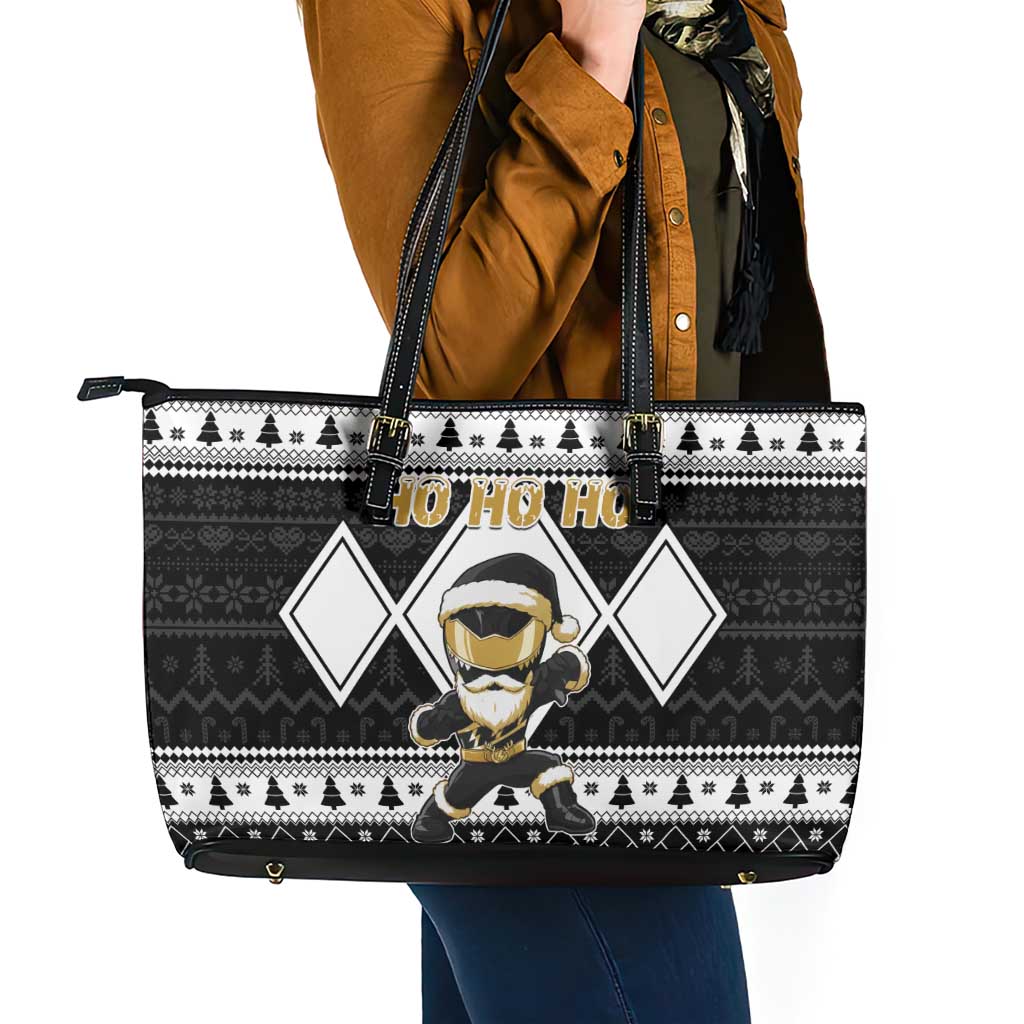 Power Black Ranger Santa Claus Leather Tote Bag Funny Christmas - Wonder Print Shop