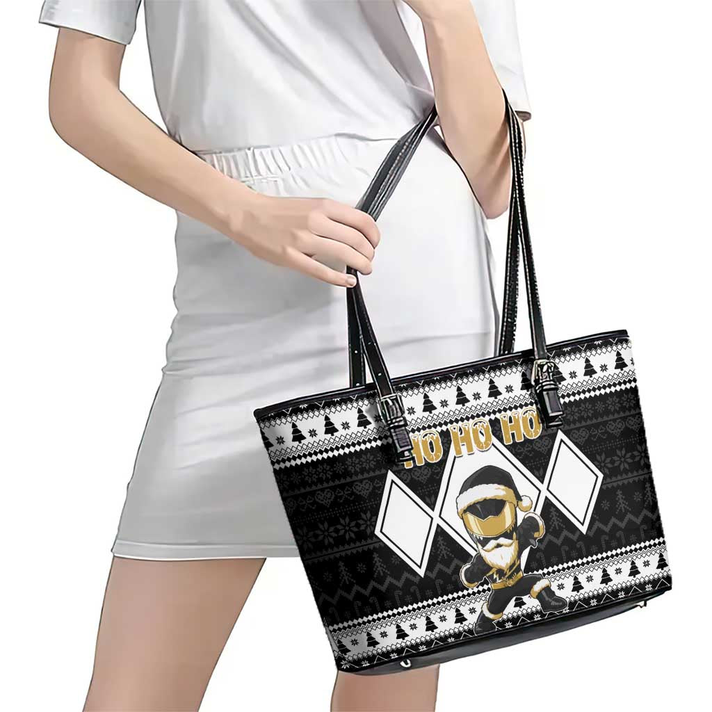 Power Black Ranger Santa Claus Leather Tote Bag Funny Christmas - Wonder Print Shop