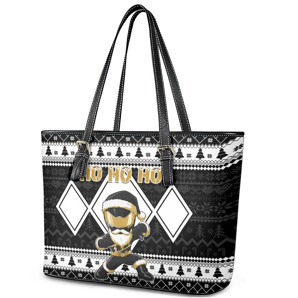 Power Black Ranger Santa Claus Leather Tote Bag Funny Christmas - Wonder Print Shop