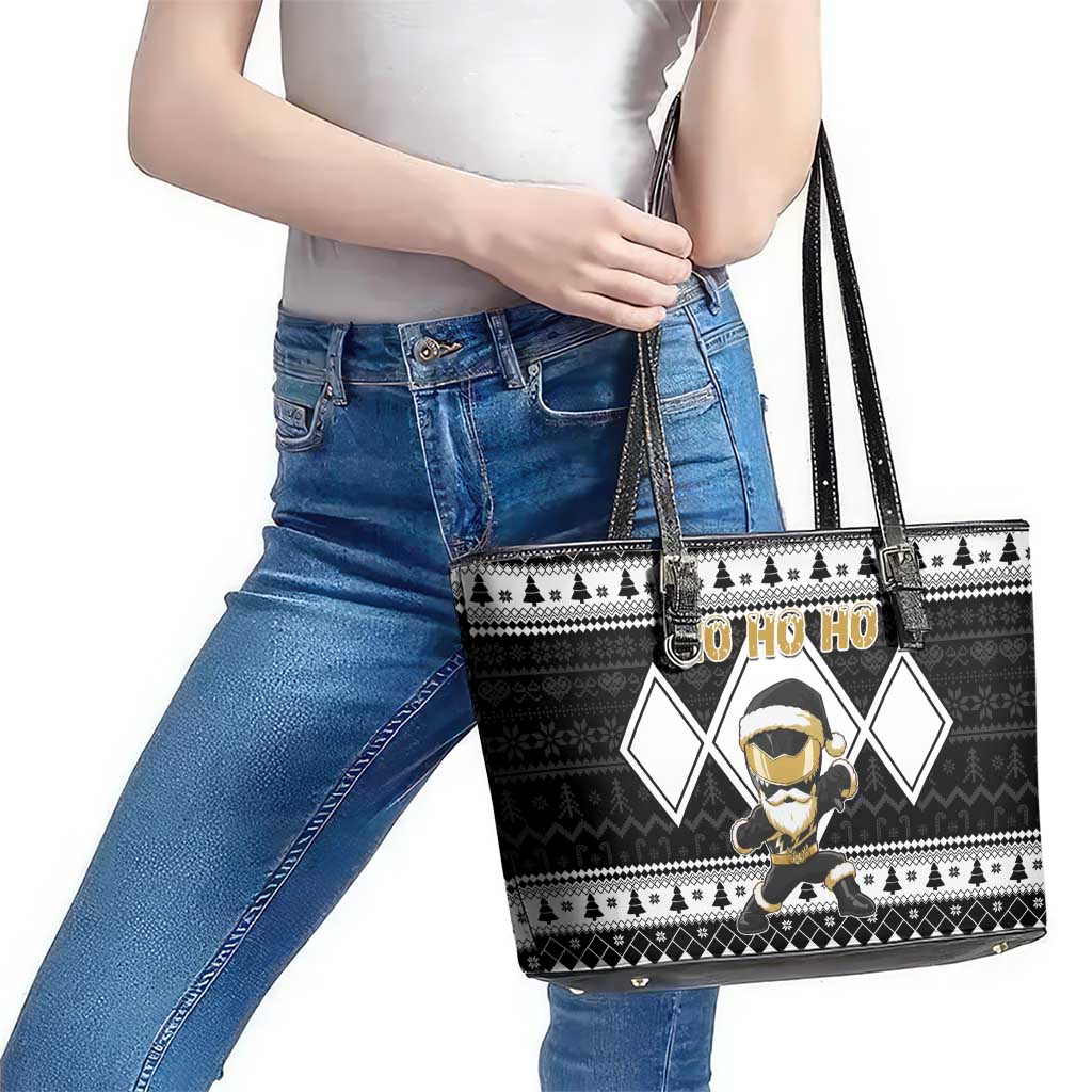 Power Black Ranger Santa Claus Leather Tote Bag Funny Christmas - Wonder Print Shop