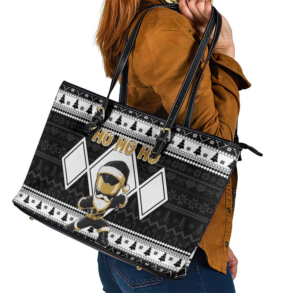 Power Black Ranger Santa Claus Leather Tote Bag Funny Christmas - Wonder Print Shop