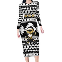 Personalized Power Black Ranger Santa Claus Long Sleeve Bodycon Dress Funny Christmas - Wonder Print Shop