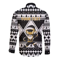 Personalized Power Black Ranger Santa Claus Long Sleeve Button Shirt Funny Christmas - Wonder Print Shop