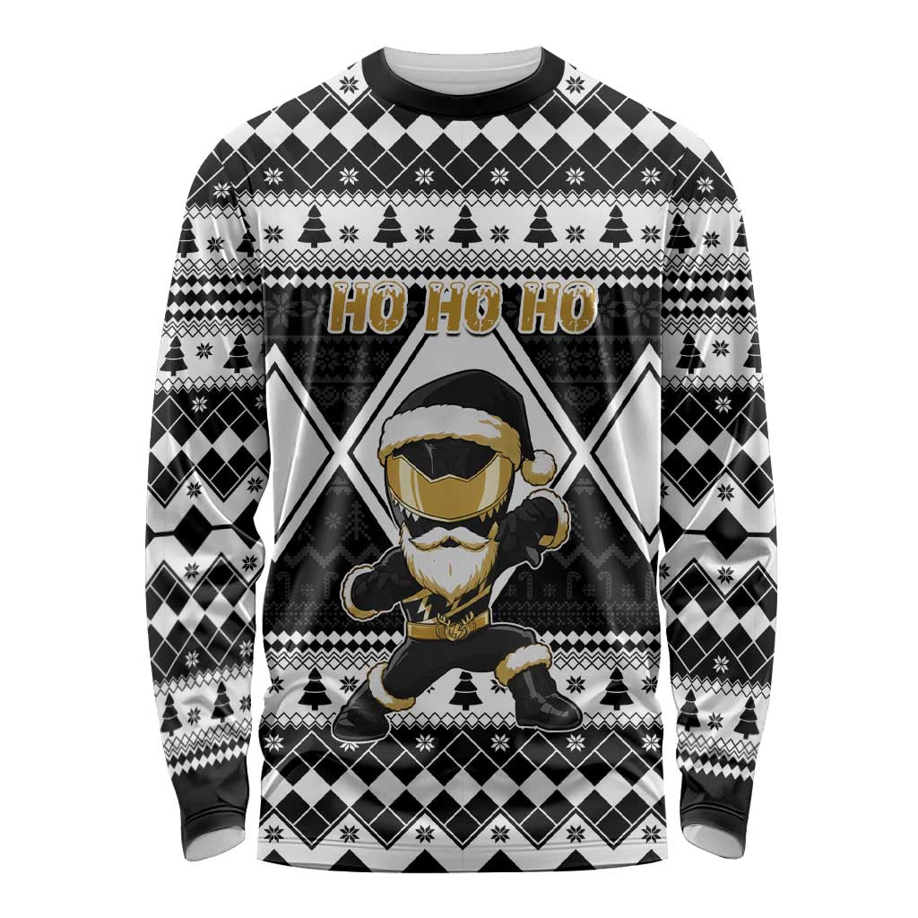 Personalized Power Black Ranger Santa Claus Long Sleeve Shirt Funny Christmas - Wonder Print Shop