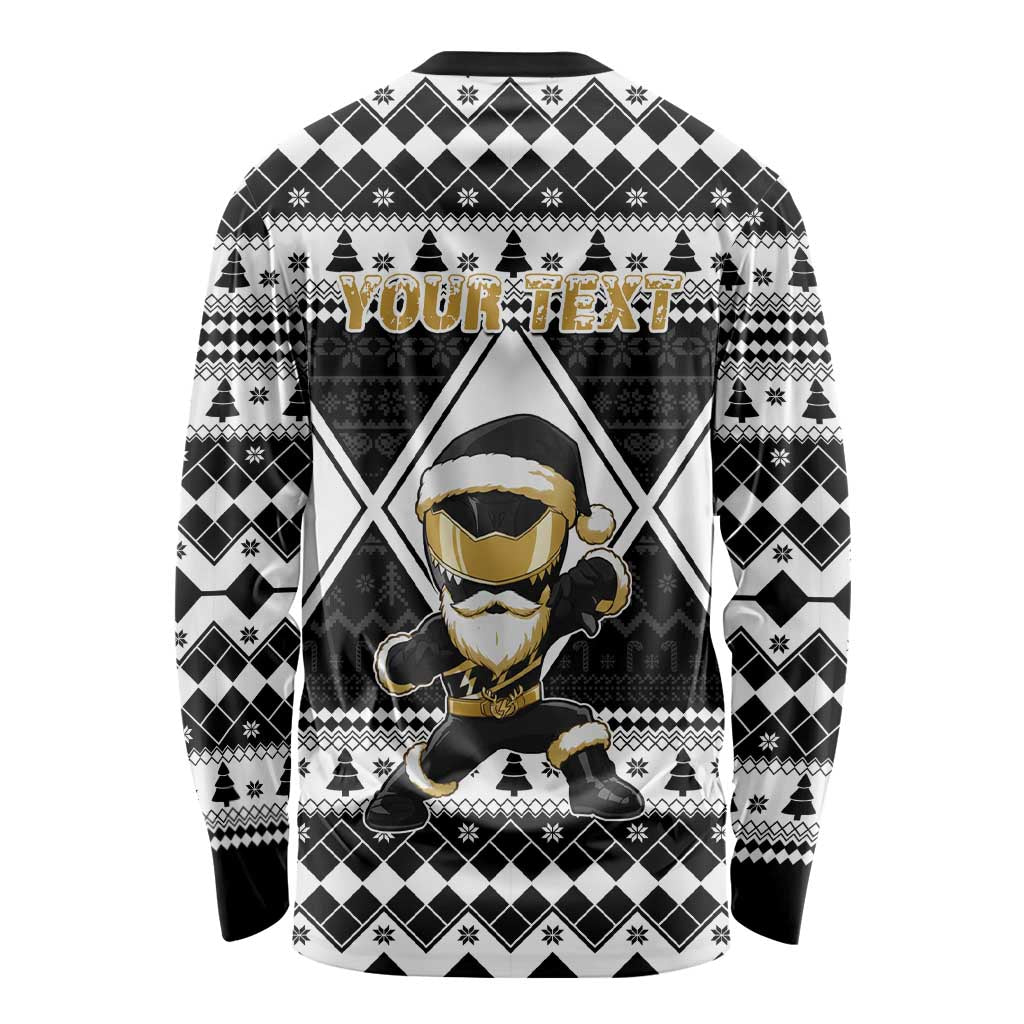 Personalized Power Black Ranger Santa Claus Long Sleeve Shirt Funny Christmas - Wonder Print Shop