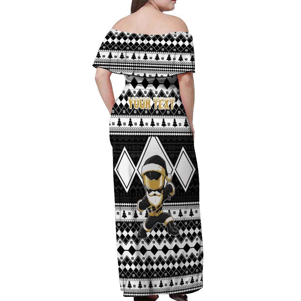 Personalized Power Black Ranger Santa Claus Off Shoulder Maxi Dress Funny Christmas - Wonder Print Shop