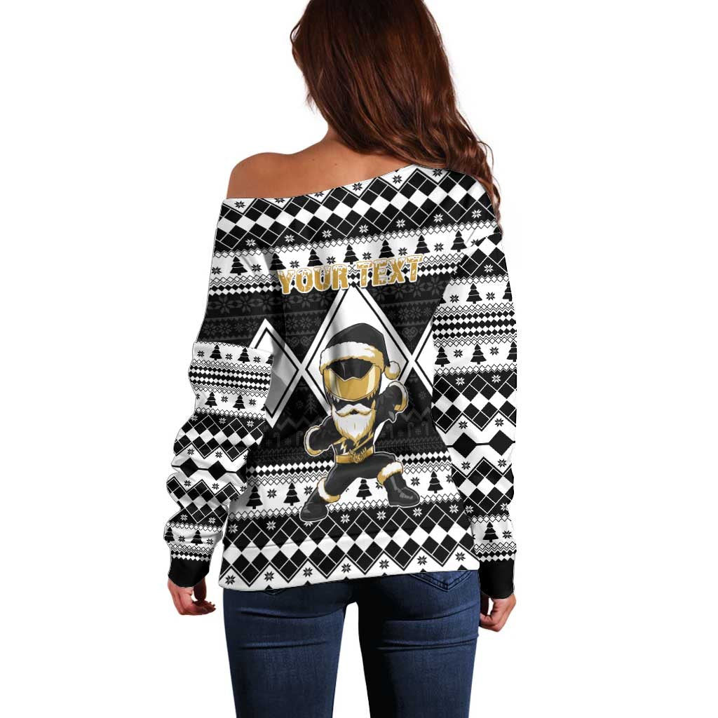 Personalized Power Black Ranger Santa Claus Off Shoulder Sweater Funny Christmas - Wonder Print Shop