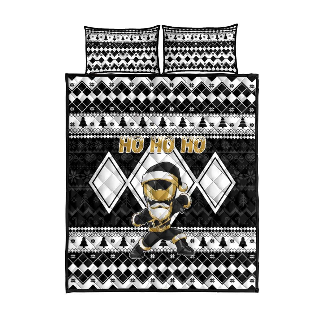 Power Black Ranger Santa Claus Quilt Bed Set Funny Christmas - Wonder Print Shop