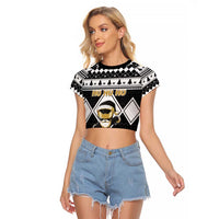 Personalized Power Black Ranger Santa Claus Raglan Cropped T Shirt Funny Christmas - Wonder Print Shop