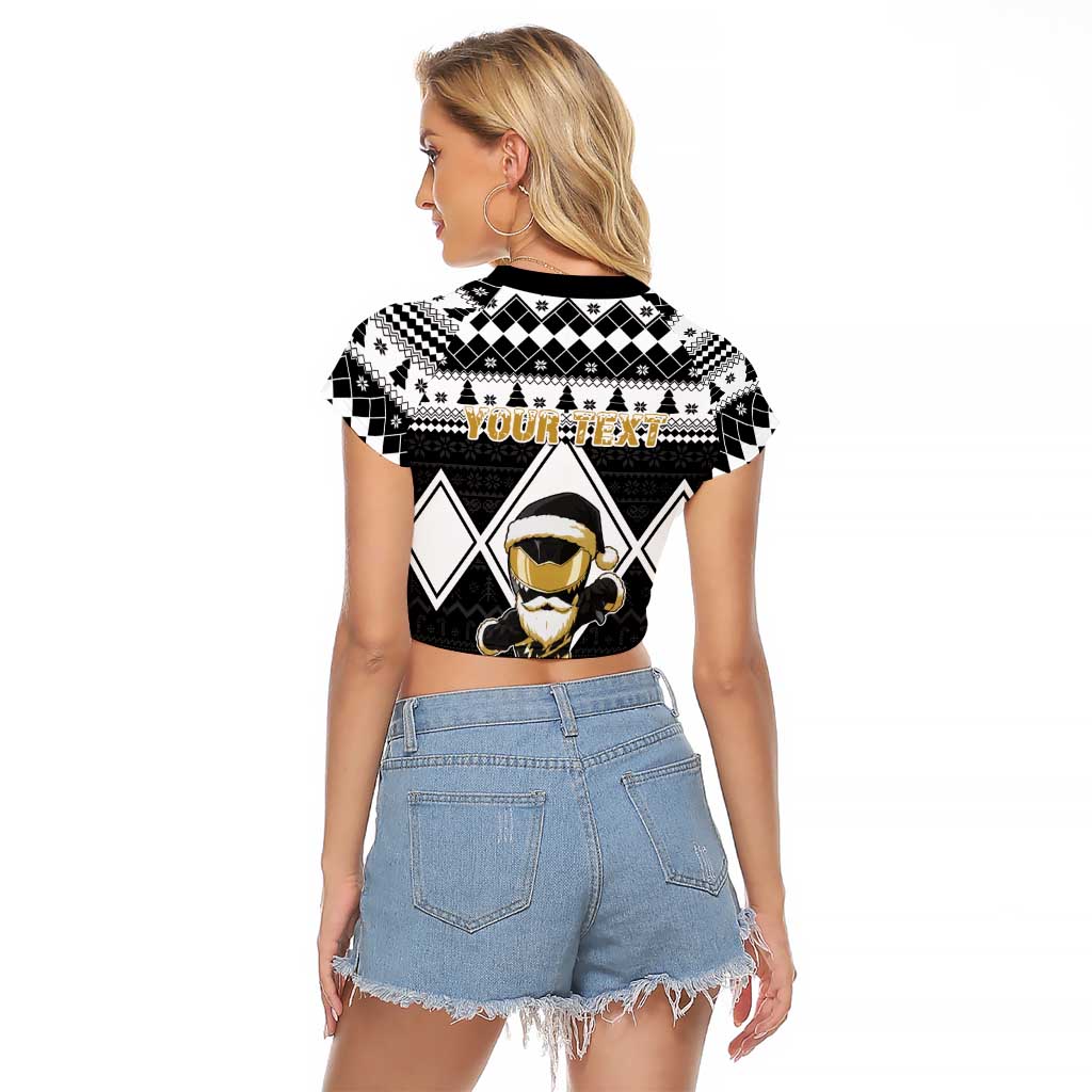 Personalized Power Black Ranger Santa Claus Raglan Cropped T Shirt Funny Christmas - Wonder Print Shop