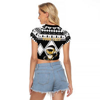 Personalized Power Black Ranger Santa Claus Raglan Cropped T Shirt Funny Christmas - Wonder Print Shop