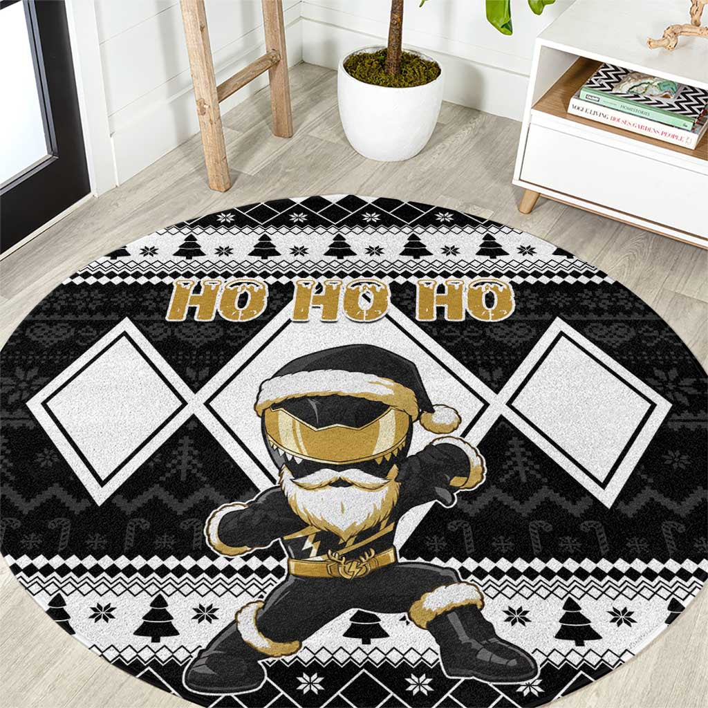 Power Black Ranger Santa Claus Round Carpet Funny Christmas - Wonder Print Shop