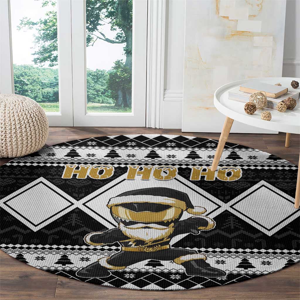 Power Black Ranger Santa Claus Round Carpet Funny Christmas - Wonder Print Shop