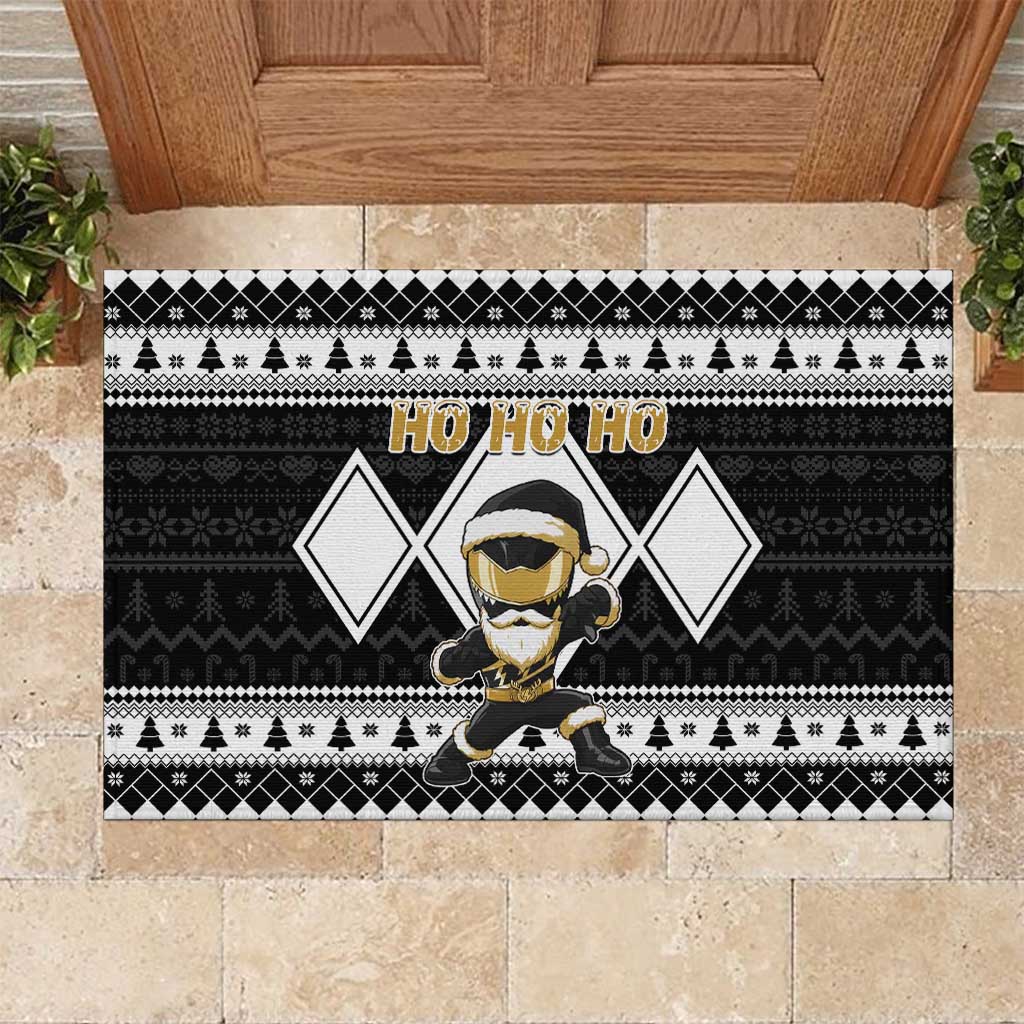 Power Black Ranger Santa Claus Rubber Doormat Funny Christmas - Wonder Print Shop