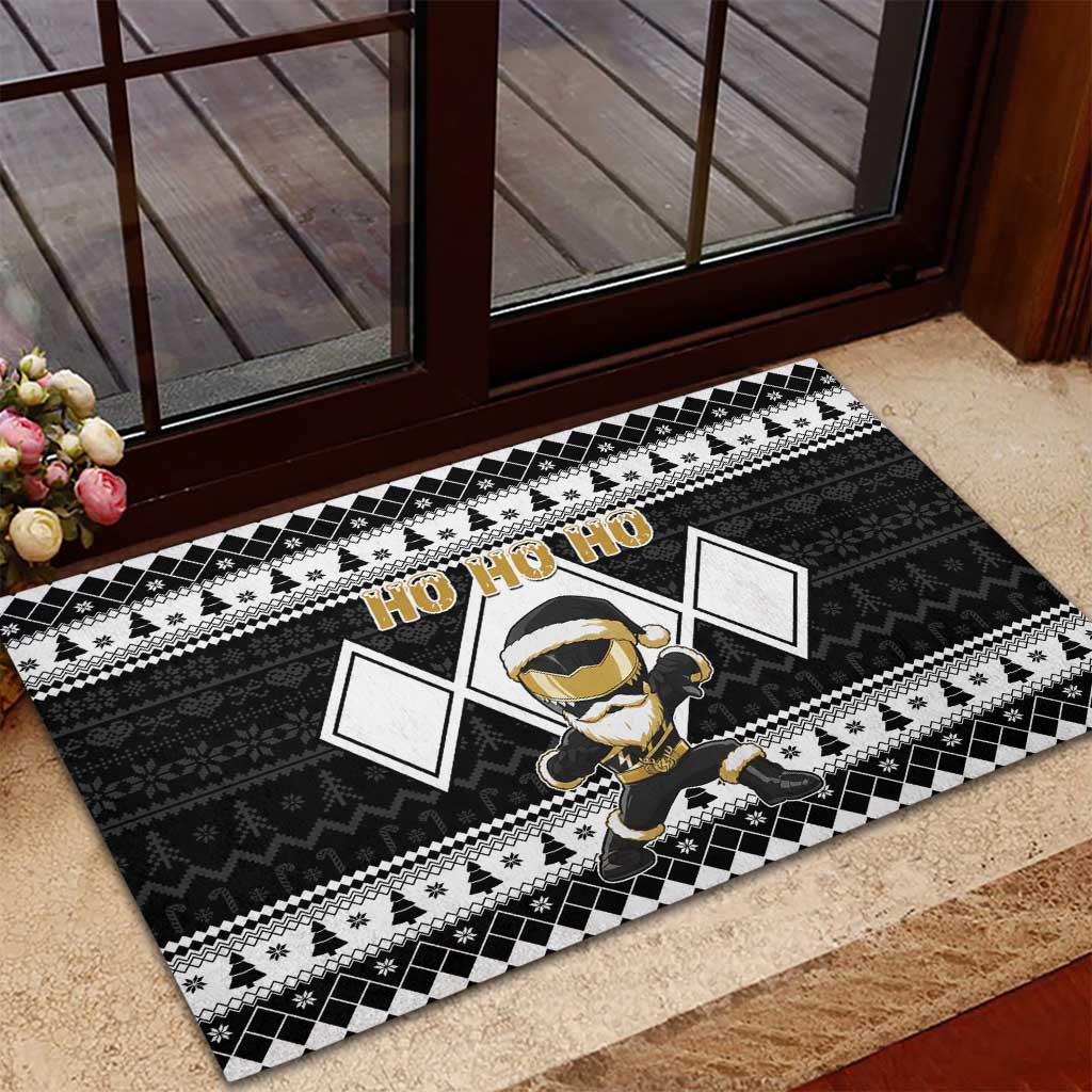 Power Black Ranger Santa Claus Rubber Doormat Funny Christmas - Wonder Print Shop