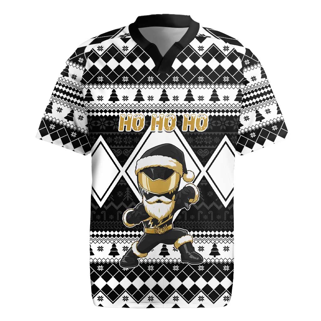 Personalized Power Black Ranger Santa Claus Rugby Jersey Funny Christmas - Wonder Print Shop