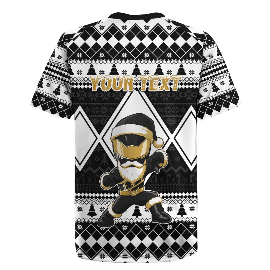 Personalized Power Black Ranger Santa Claus Rugby Jersey Funny Christmas - Wonder Print Shop
