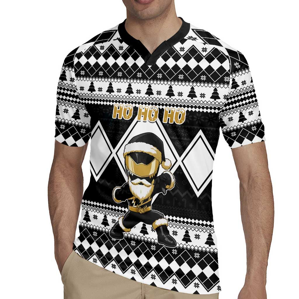Personalized Power Black Ranger Santa Claus Rugby Jersey Funny Christmas - Wonder Print Shop