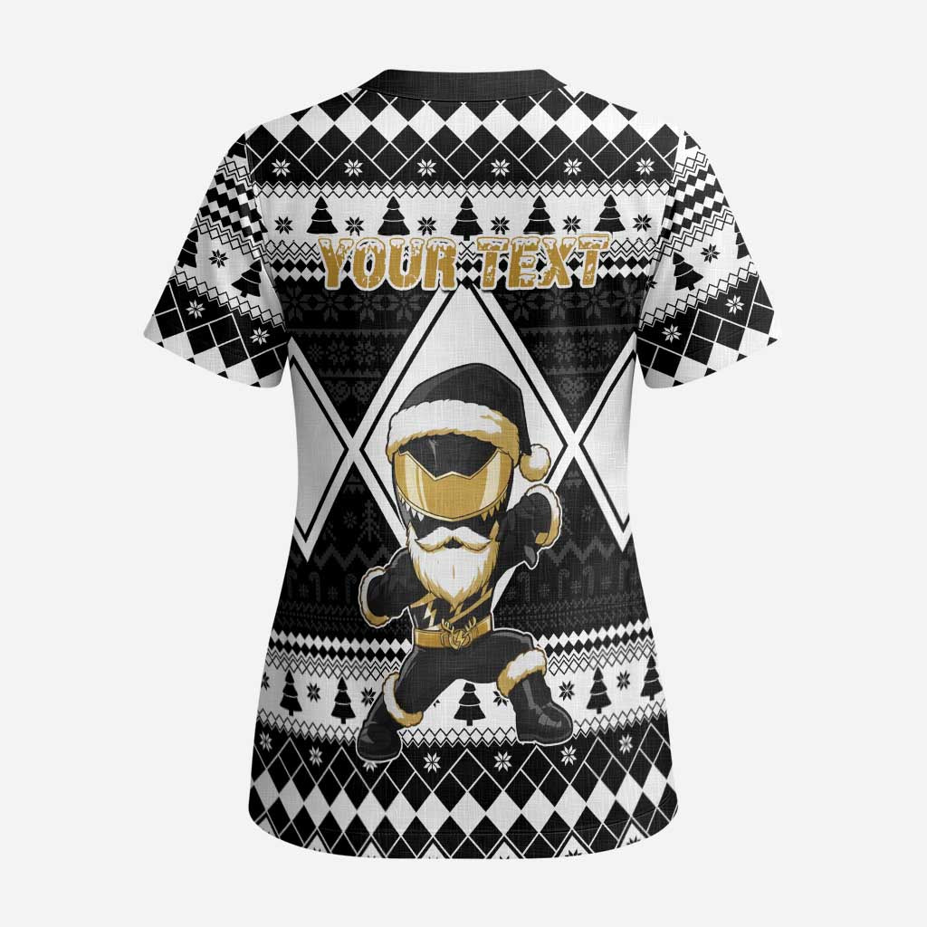 Personalized Power Black Ranger Santa Claus Scrub Top Funny Christmas - Wonder Print Shop