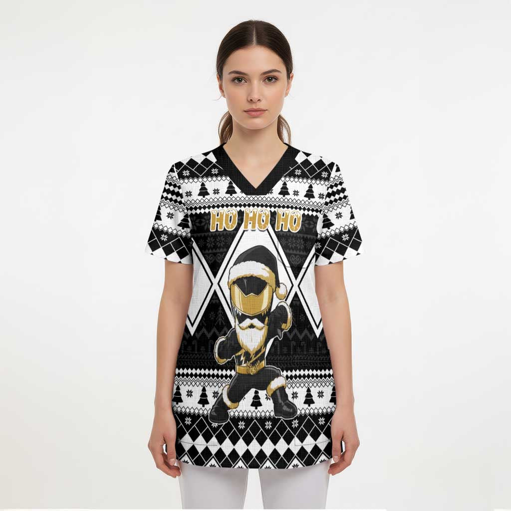 Personalized Power Black Ranger Santa Claus Scrub Top Funny Christmas - Wonder Print Shop
