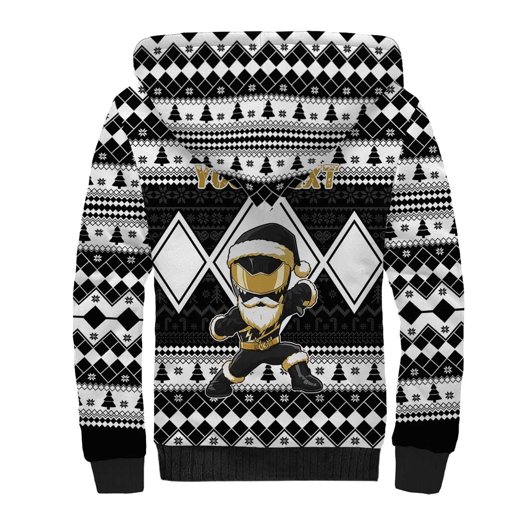 Personalized Power Black Ranger Santa Claus Sherpa Hoodie Funny Christmas - Wonder Print Shop
