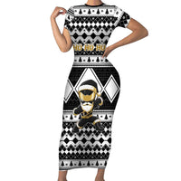 Personalized Power Black Ranger Santa Claus Short Sleeve Bodycon Dress Funny Christmas - Wonder Print Shop