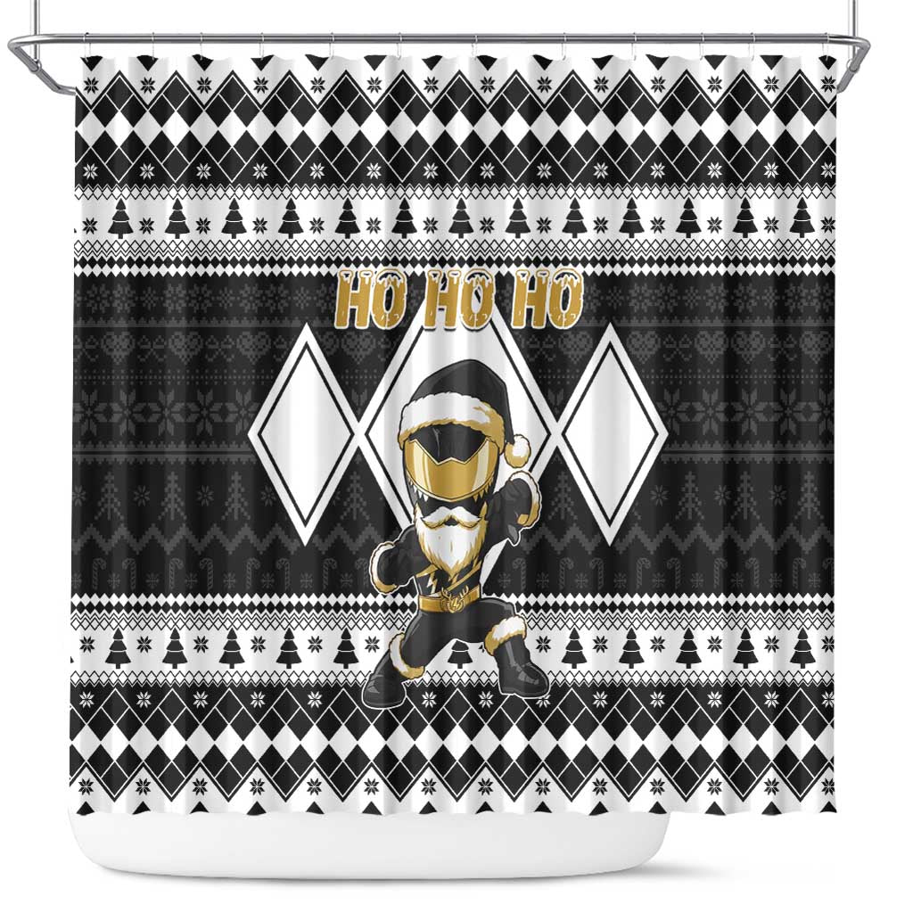 Power Black Ranger Santa Claus Shower Curtain Funny Christmas - Wonder Print Shop