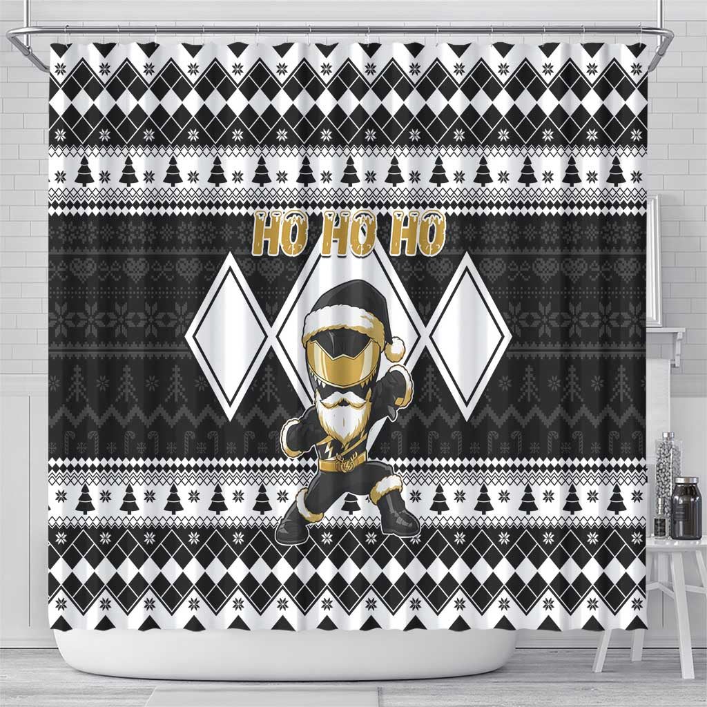 Power Black Ranger Santa Claus Shower Curtain Funny Christmas - Wonder Print Shop