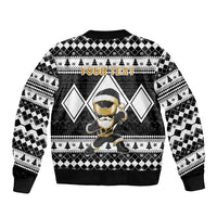 Personalized Power Black Ranger Santa Claus Sleeve Zip Bomber Jacket Funny Christmas - Wonder Print Shop
