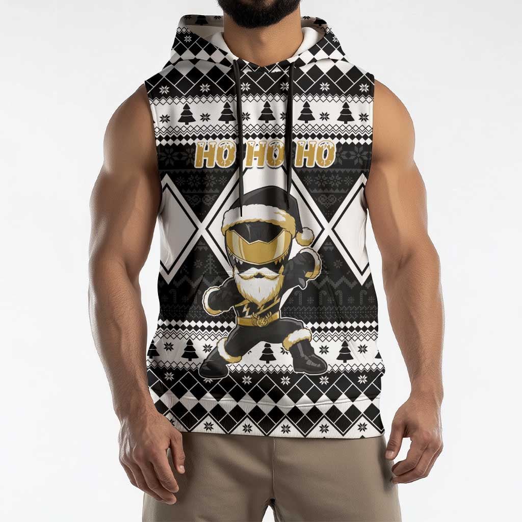 Personalized Power Black Ranger Santa Claus Sleeveless Hoodie Funny Christmas - Wonder Print Shop