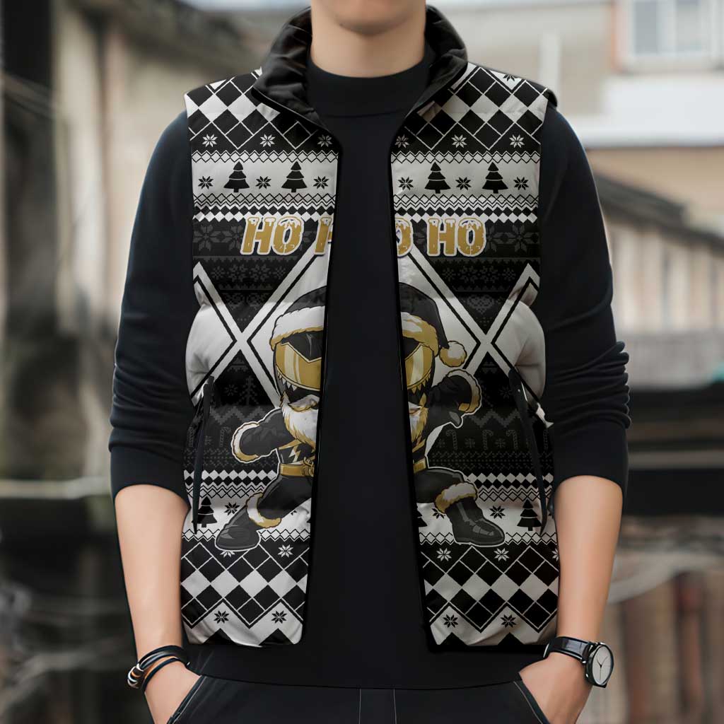 Personalized Power Black Ranger Santa Claus Sleeveless Puffer Jacket Funny Christmas - Wonder Print Shop