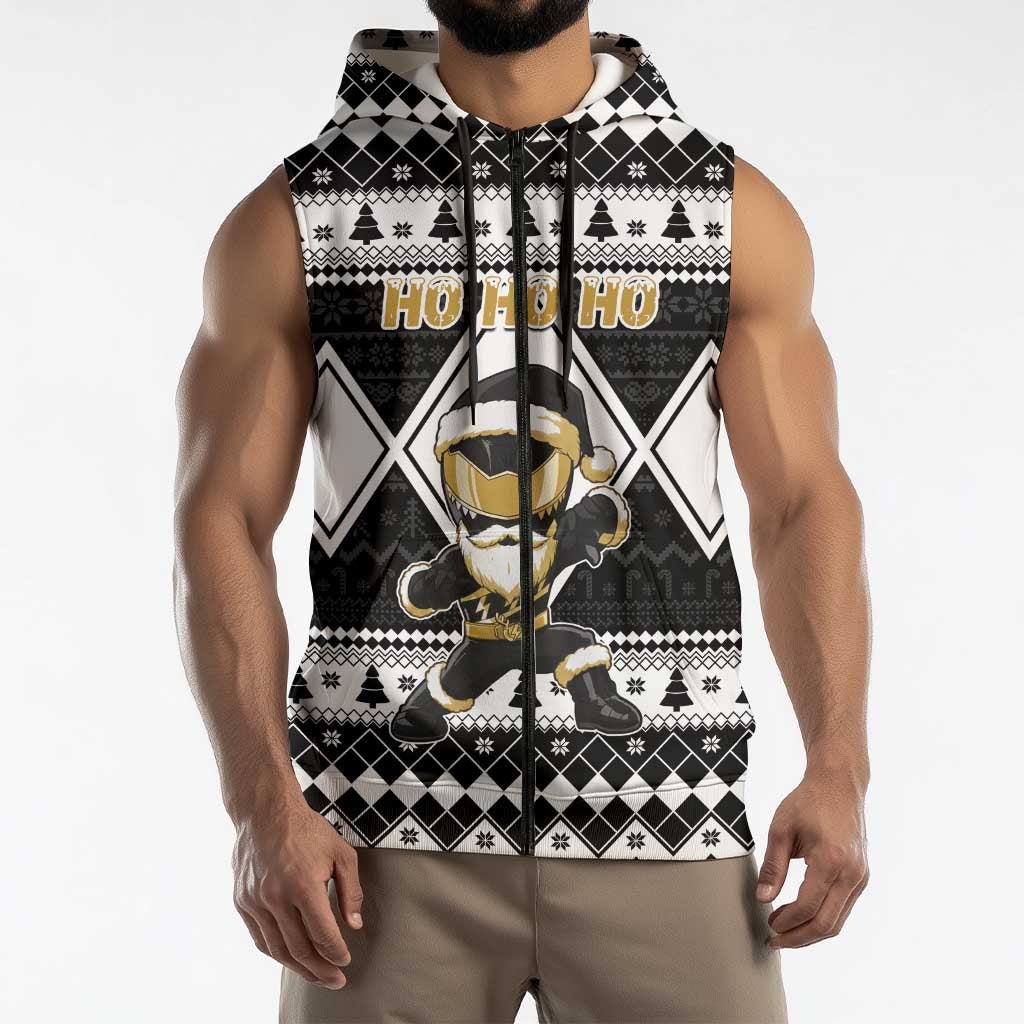 Personalized Power Black Ranger Santa Claus Sleeveless Zip Hoodie Funny Christmas - Wonder Print Shop