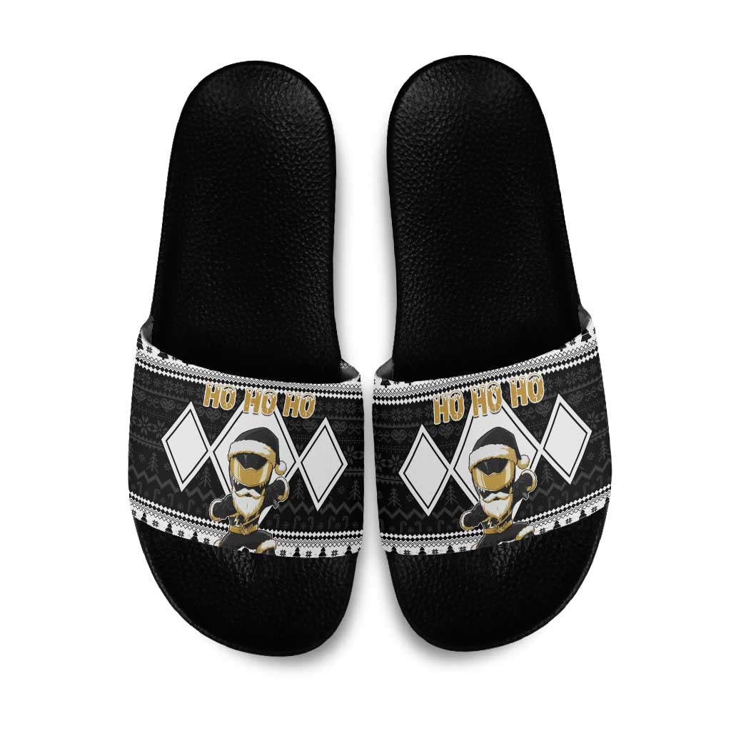 Power Black Ranger Santa Claus Slide Sandals Funny Christmas - Wonder Print Shop