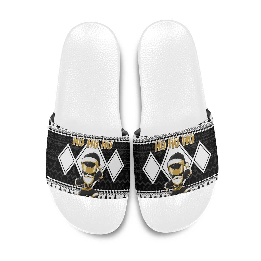 Power Black Ranger Santa Claus Slide Sandals Funny Christmas - Wonder Print Shop