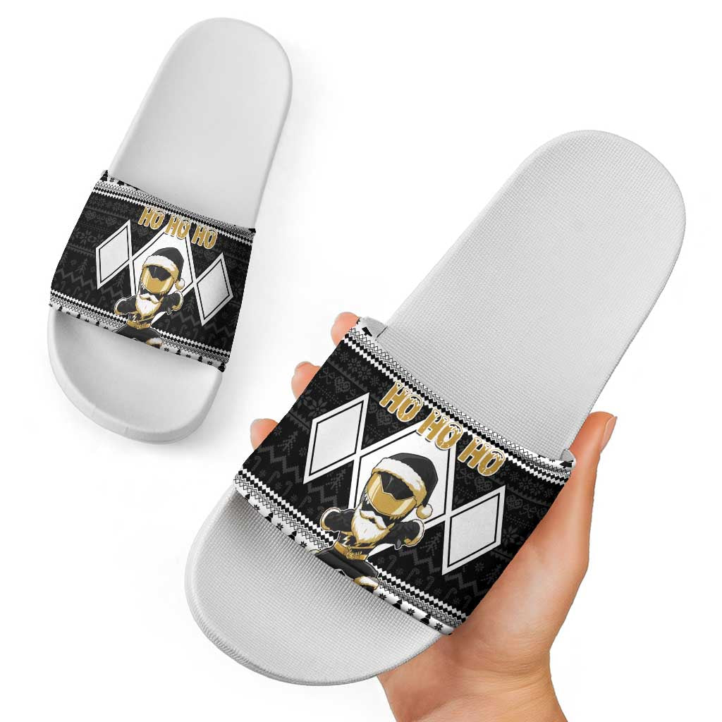 Power Black Ranger Santa Claus Slide Sandals Funny Christmas - Wonder Print Shop