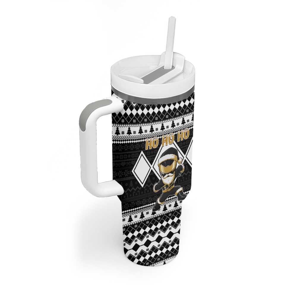 Personalized Power Black Ranger Santa Claus Tumbler With Handle Funny Christmas - Wonder Print Shop