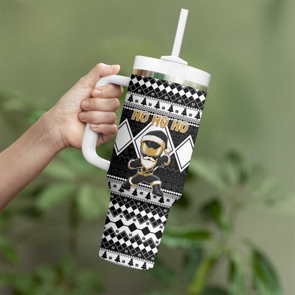Personalized Power Black Ranger Santa Claus Tumbler With Handle Funny Christmas - Wonder Print Shop