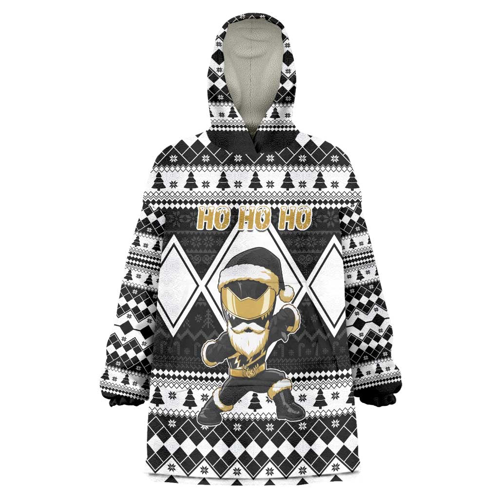 Personalized Power Black Ranger Santa Claus Wearable Blanket Hoodie Funny Christmas - Wonder Print Shop