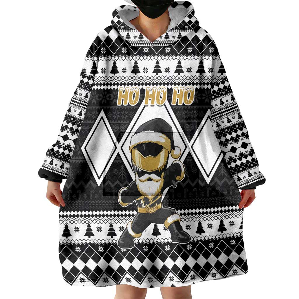Personalized Power Black Ranger Santa Claus Wearable Blanket Hoodie Funny Christmas - Wonder Print Shop