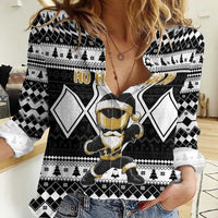Personalized Power Black Ranger Santa Claus Women Casual Shirt Funny Christmas - Wonder Print Shop
