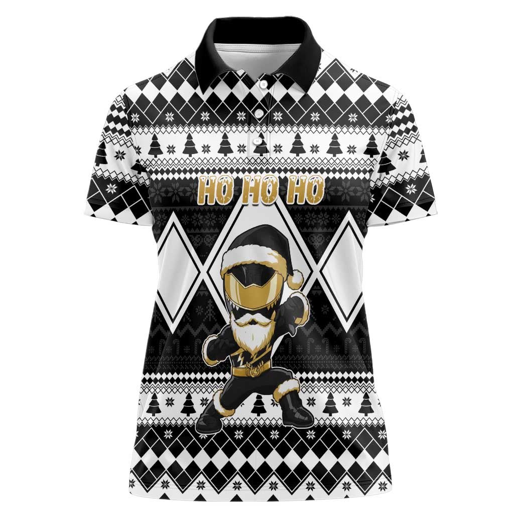 Personalized Power Black Ranger Santa Claus Women Polo Shirt Funny Christmas - Wonder Print Shop