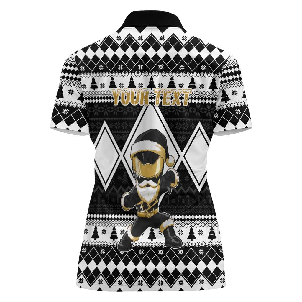 Personalized Power Black Ranger Santa Claus Women Polo Shirt Funny Christmas - Wonder Print Shop