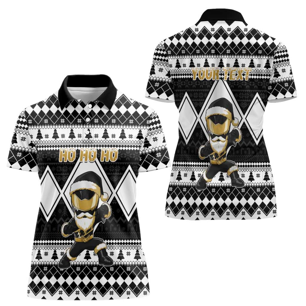 Personalized Power Black Ranger Santa Claus Women Polo Shirt Funny Christmas - Wonder Print Shop