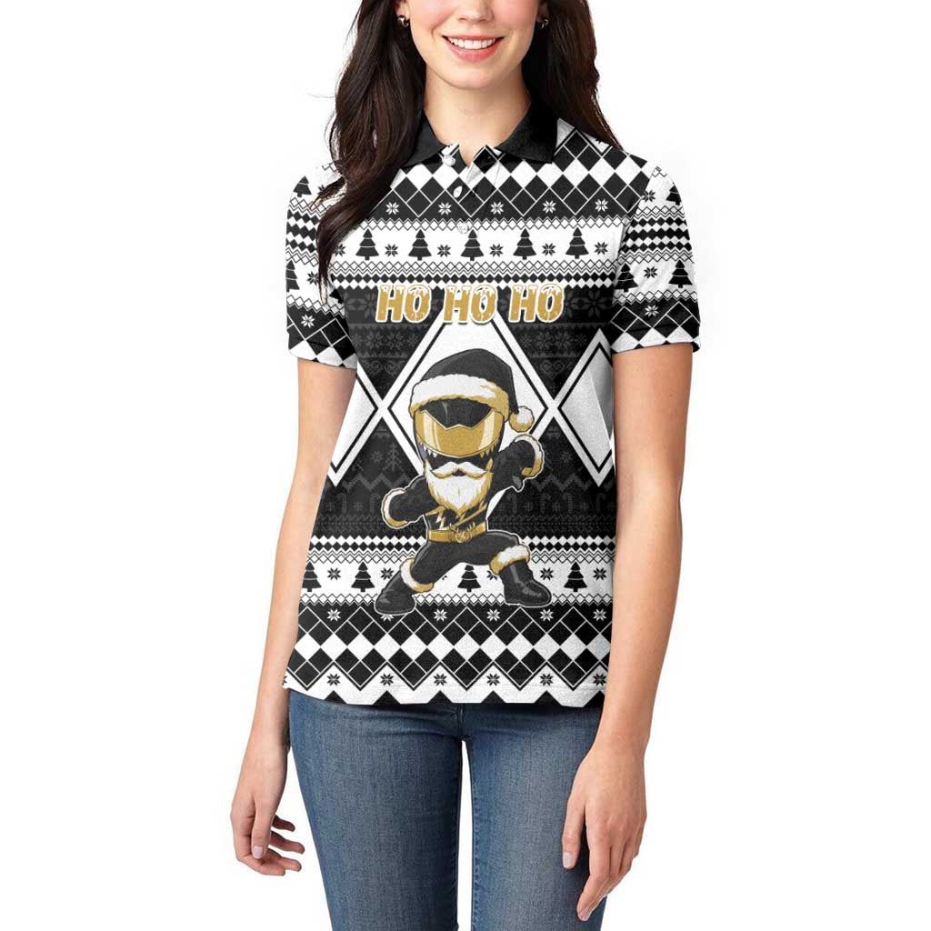 Personalized Power Black Ranger Santa Claus Women Polo Shirt Funny Christmas - Wonder Print Shop