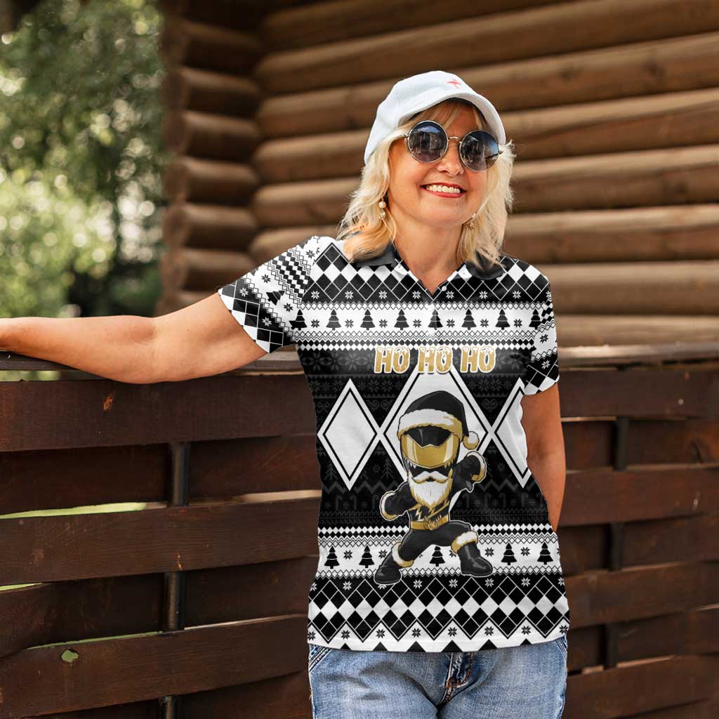 Personalized Power Black Ranger Santa Claus Women Polo Shirt Funny Christmas - Wonder Print Shop